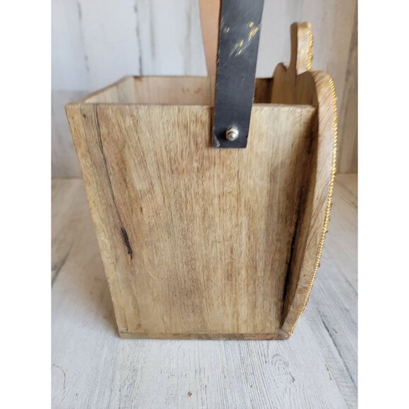 Unique sequin pumpkin bucket trick or treat Halloween wooden decor vintage - Picture 5 of 12